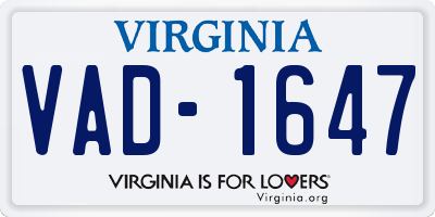 VA license plate VAD1647