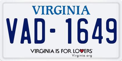 VA license plate VAD1649