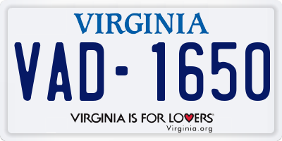 VA license plate VAD1650