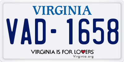 VA license plate VAD1658
