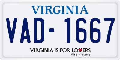 VA license plate VAD1667