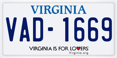 VA license plate VAD1669