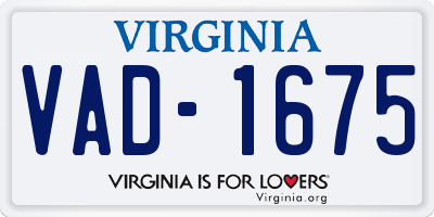 VA license plate VAD1675