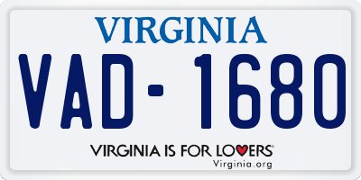 VA license plate VAD1680