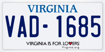 VA license plate VAD1685