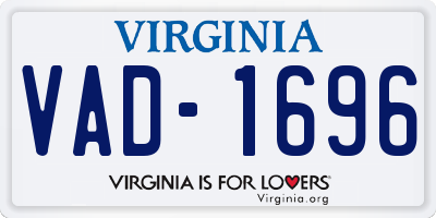 VA license plate VAD1696