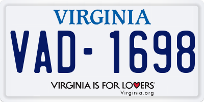VA license plate VAD1698