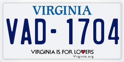 VA license plate VAD1704