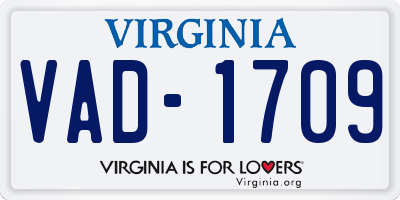 VA license plate VAD1709