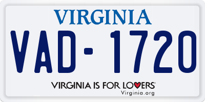 VA license plate VAD1720
