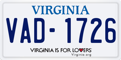 VA license plate VAD1726