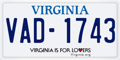 VA license plate VAD1743