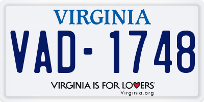 VA license plate VAD1748