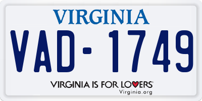 VA license plate VAD1749