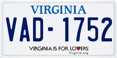 VA license plate VAD1752