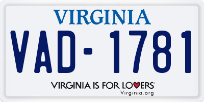 VA license plate VAD1781