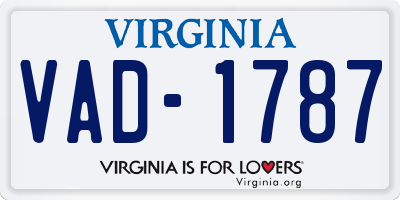 VA license plate VAD1787