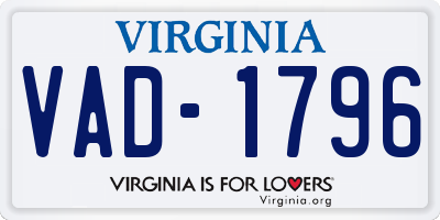 VA license plate VAD1796