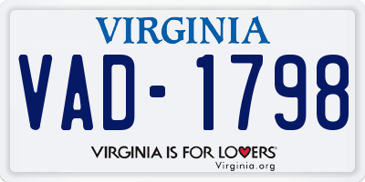 VA license plate VAD1798