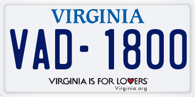 VA license plate VAD1800