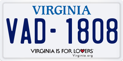 VA license plate VAD1808