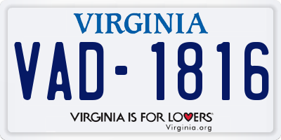 VA license plate VAD1816