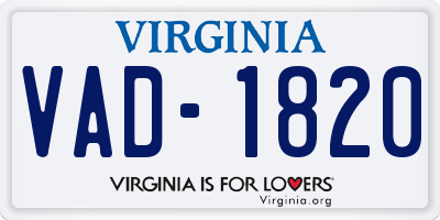 VA license plate VAD1820