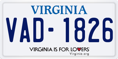 VA license plate VAD1826