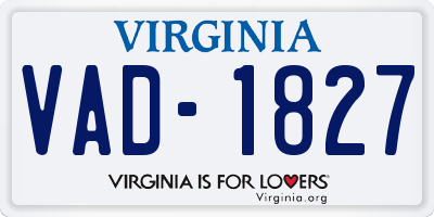 VA license plate VAD1827