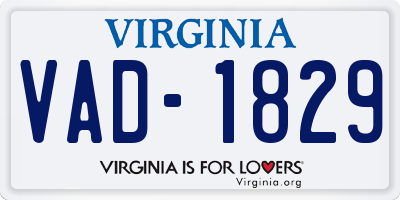 VA license plate VAD1829