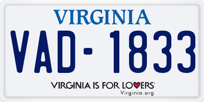 VA license plate VAD1833