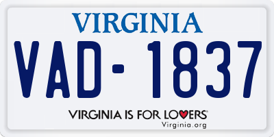 VA license plate VAD1837