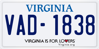 VA license plate VAD1838