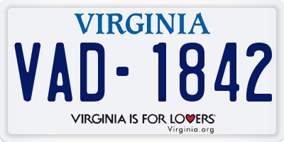 VA license plate VAD1842