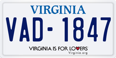 VA license plate VAD1847