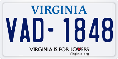 VA license plate VAD1848
