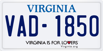 VA license plate VAD1850
