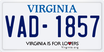 VA license plate VAD1857