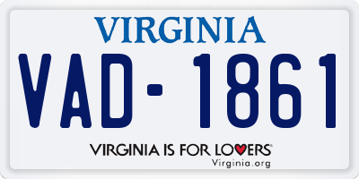 VA license plate VAD1861