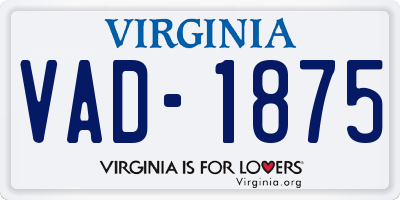 VA license plate VAD1875