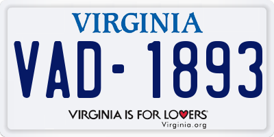 VA license plate VAD1893