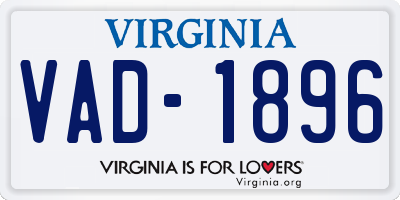 VA license plate VAD1896