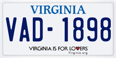 VA license plate VAD1898