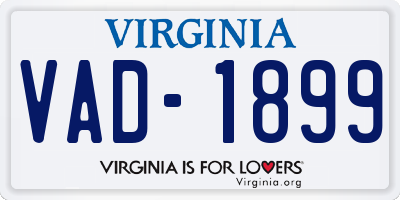 VA license plate VAD1899