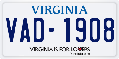 VA license plate VAD1908