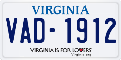 VA license plate VAD1912