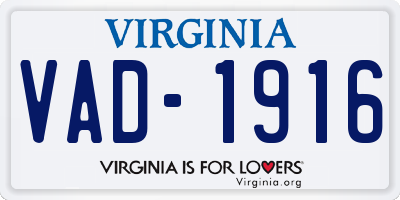 VA license plate VAD1916
