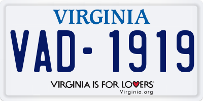 VA license plate VAD1919