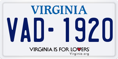 VA license plate VAD1920