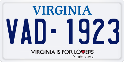 VA license plate VAD1923